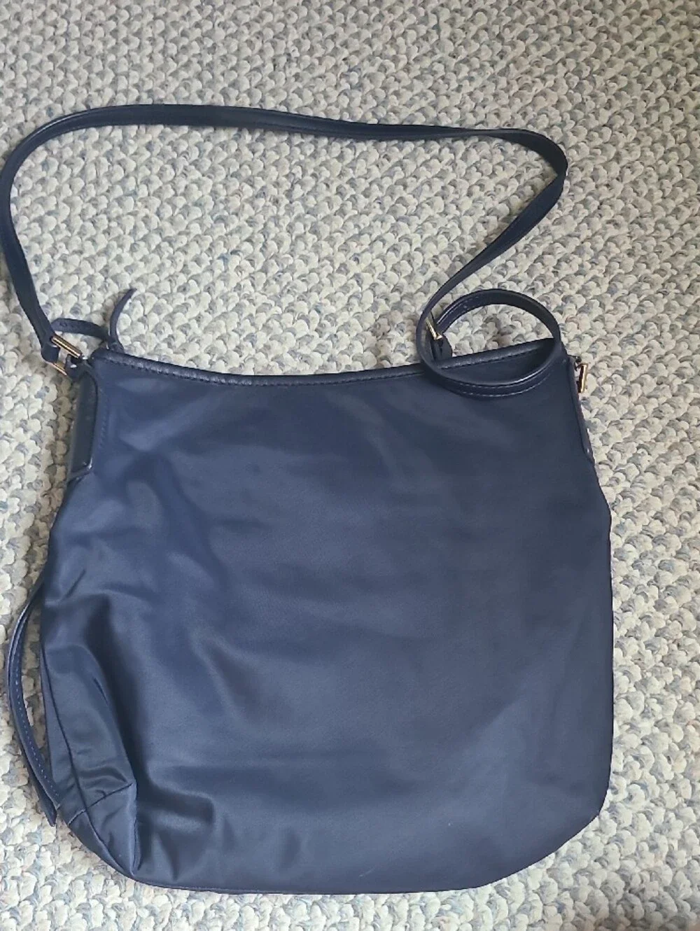 Tory Burch Navy Crossbody Nylon Bag with Gold Zip and Logo